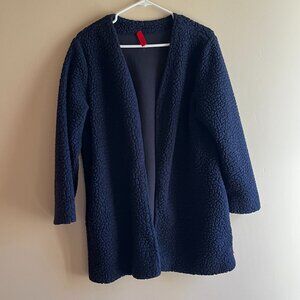 Blue Sherpa Boucle Plush teddy Fleece jacket Coat preppy lagum lagenlook winter